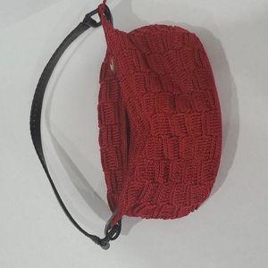 The Sak Crochet / Leather Zip Small Hobo Shoulder Beg